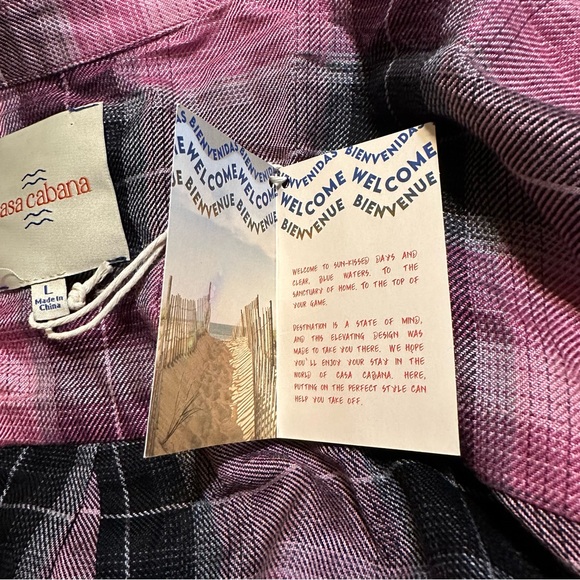 NWT Casa Cabana Pink & Black Button-up - Large - Picture 4 of 10